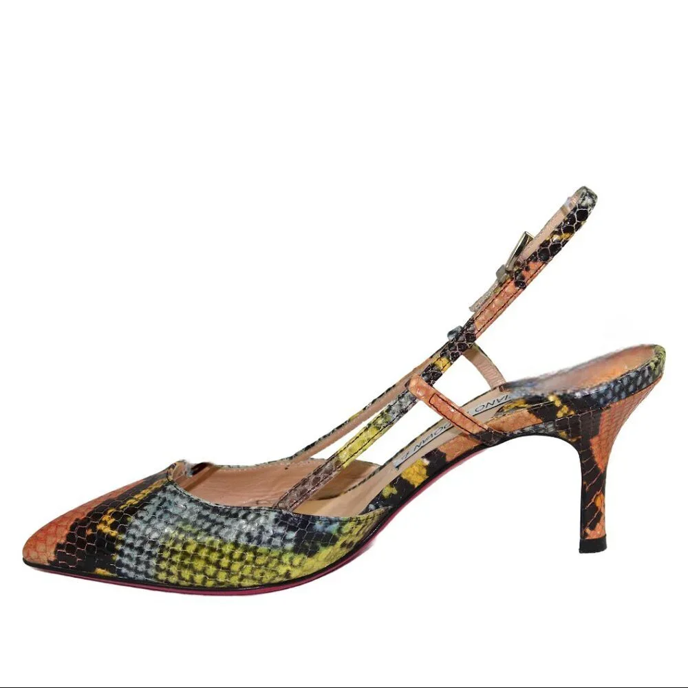 Luciano Padovan Multicolor Snakeskin Slingback Closed Toe Pumps Size 36 (US 6)